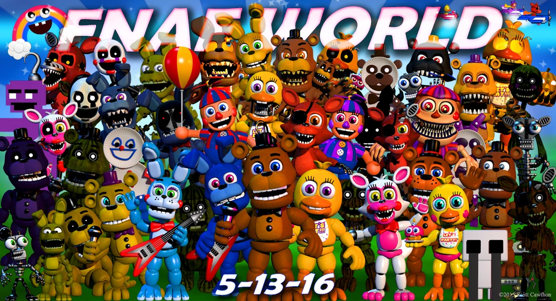 FNAF World Ultra gameplay screenshot showing characters and overworld
